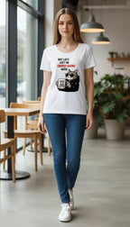 Energy-Saving Mode Cat Tee – Coffee Powered Graphic T-Shirt