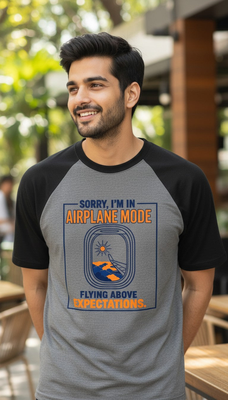Airplane Mode Oversized Raglan Tee For Men