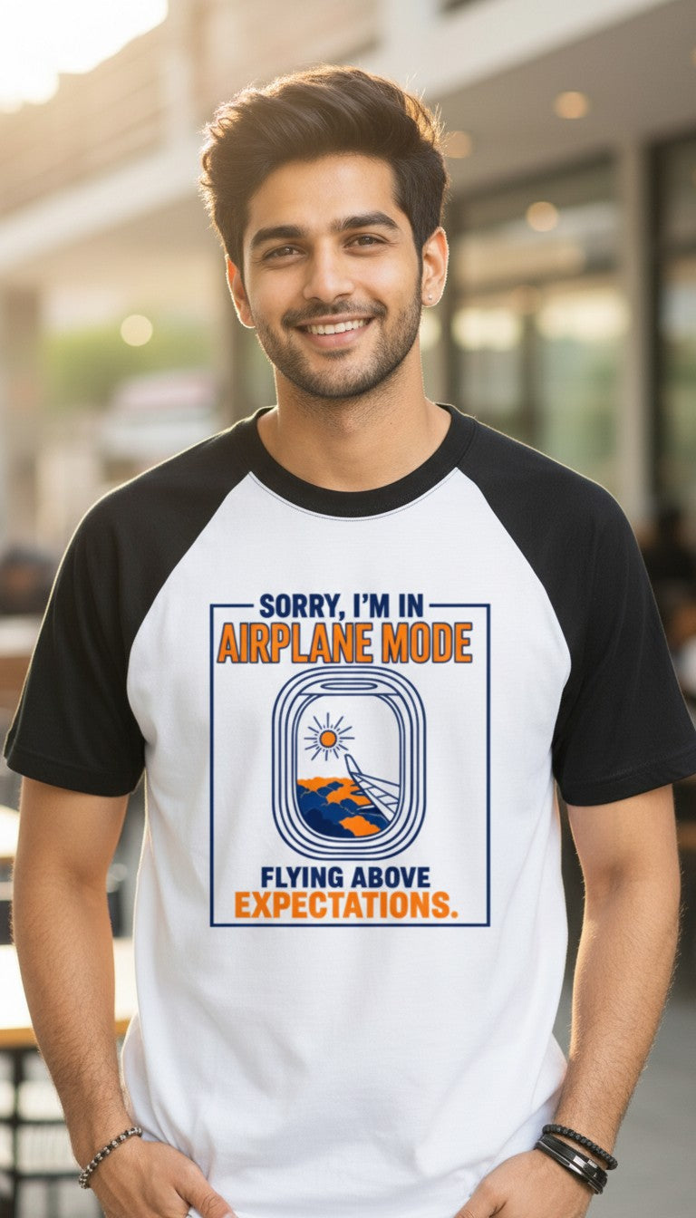 Airplane Mode Oversized Raglan Tee For Men