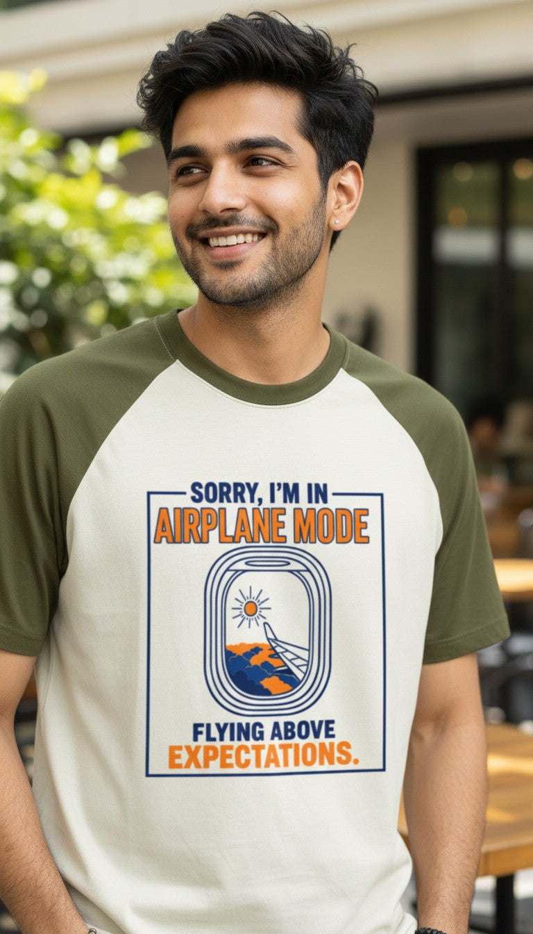 Airplane Mode Oversized Raglan Tee For Men