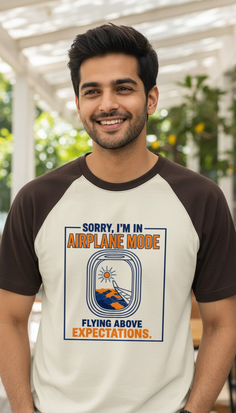 Airplane Mode Oversized Raglan Tee For Men