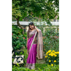 Generic Women's Faux_Tussar Geometric_Print Saree With Unstitched Blouse 5.5Mtr (Purple)