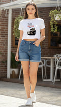 Energy-Saving Mode Cat Cropped Tee – Funny Women's Crop Top