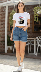 Energy-Saving Mode Cat Cropped Tee – Funny Women's Crop Top