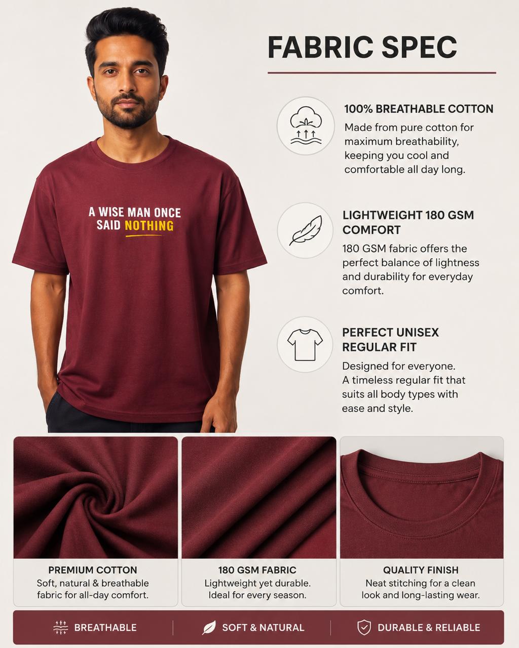 A Wise Man Once Said Nothing T-Shirt | Minimalist Mens Graphic Tee | Funny Sarcastic Humorous Quote Shirt, Quiet Luxury Eco-Minimalism Streetwear Fashion Crewneck, Perfect Gift For Him, Unisex Casual Soft Cotton Everyday T-Shirt
